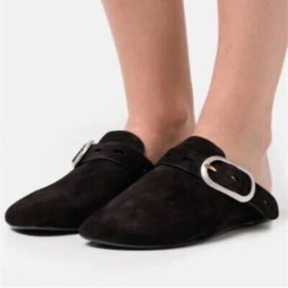 Rag & Bone Ansley Slide Mule Leather In Black Suede Size: 37 - Picture 1 of 9